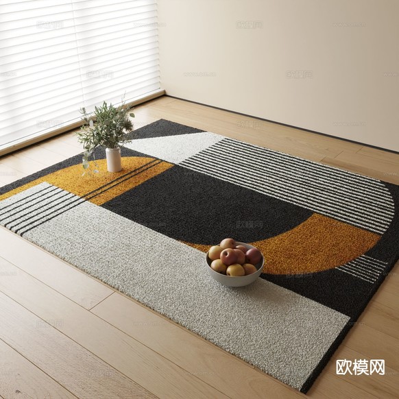侘寂地毯 方毯3d模型下载