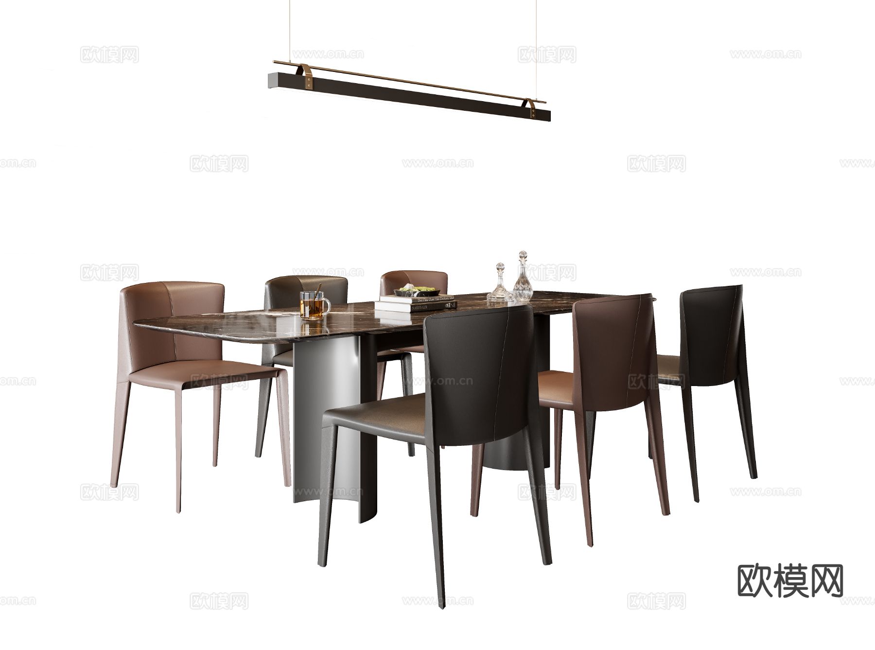 意式餐桌椅3d模型下载