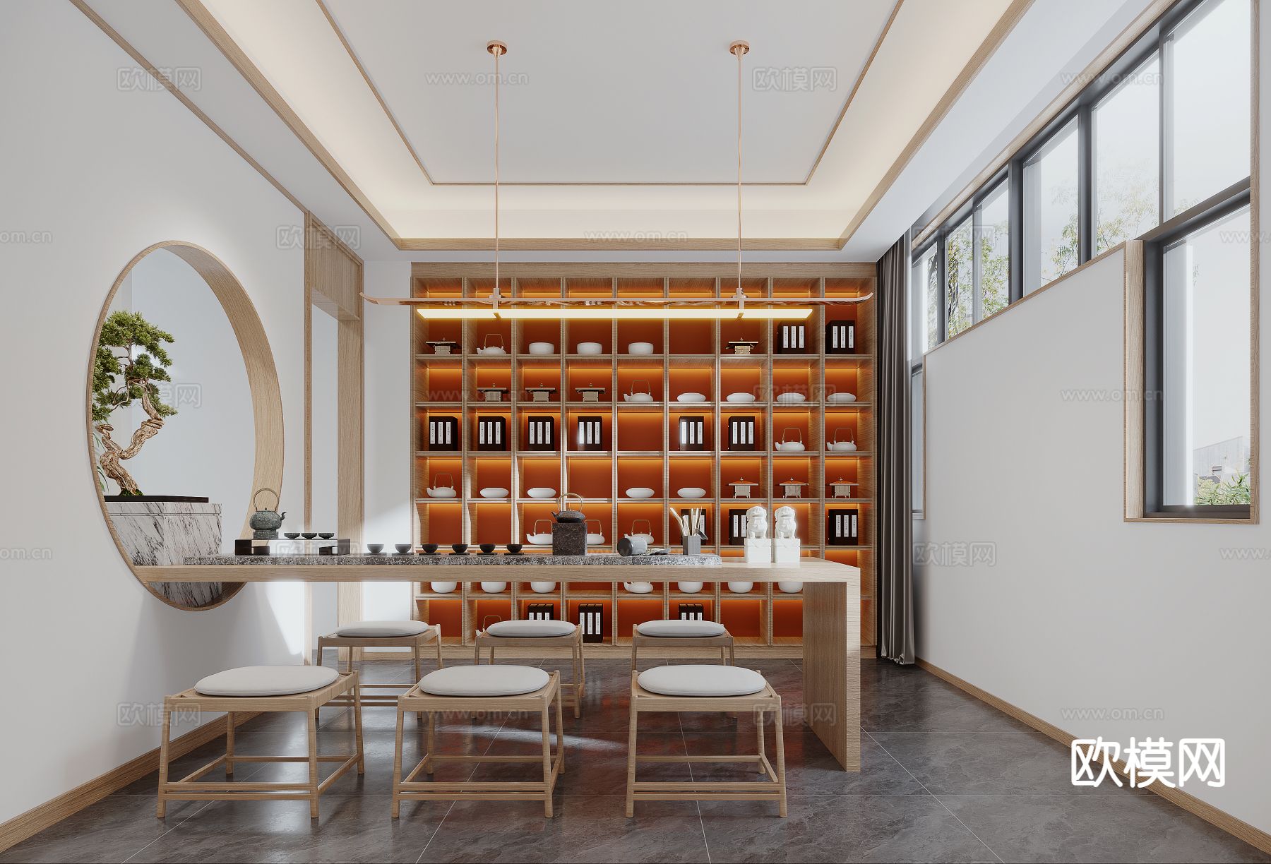 新中式茶馆 茶楼3d模型下载（渲染图3）