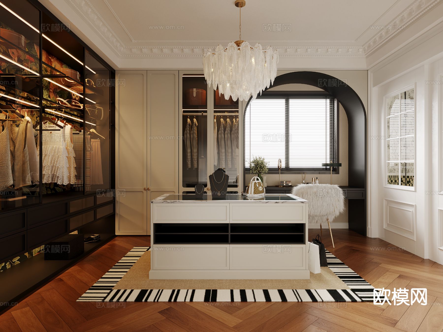 法式衣帽间3d模型下载（渲染图2）