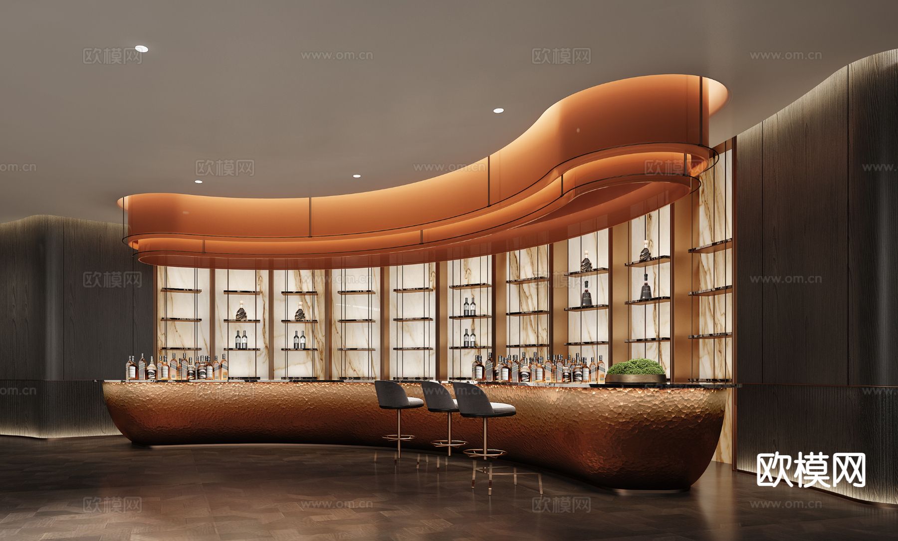 SCD 轻奢售楼处 水吧区3d模型下载