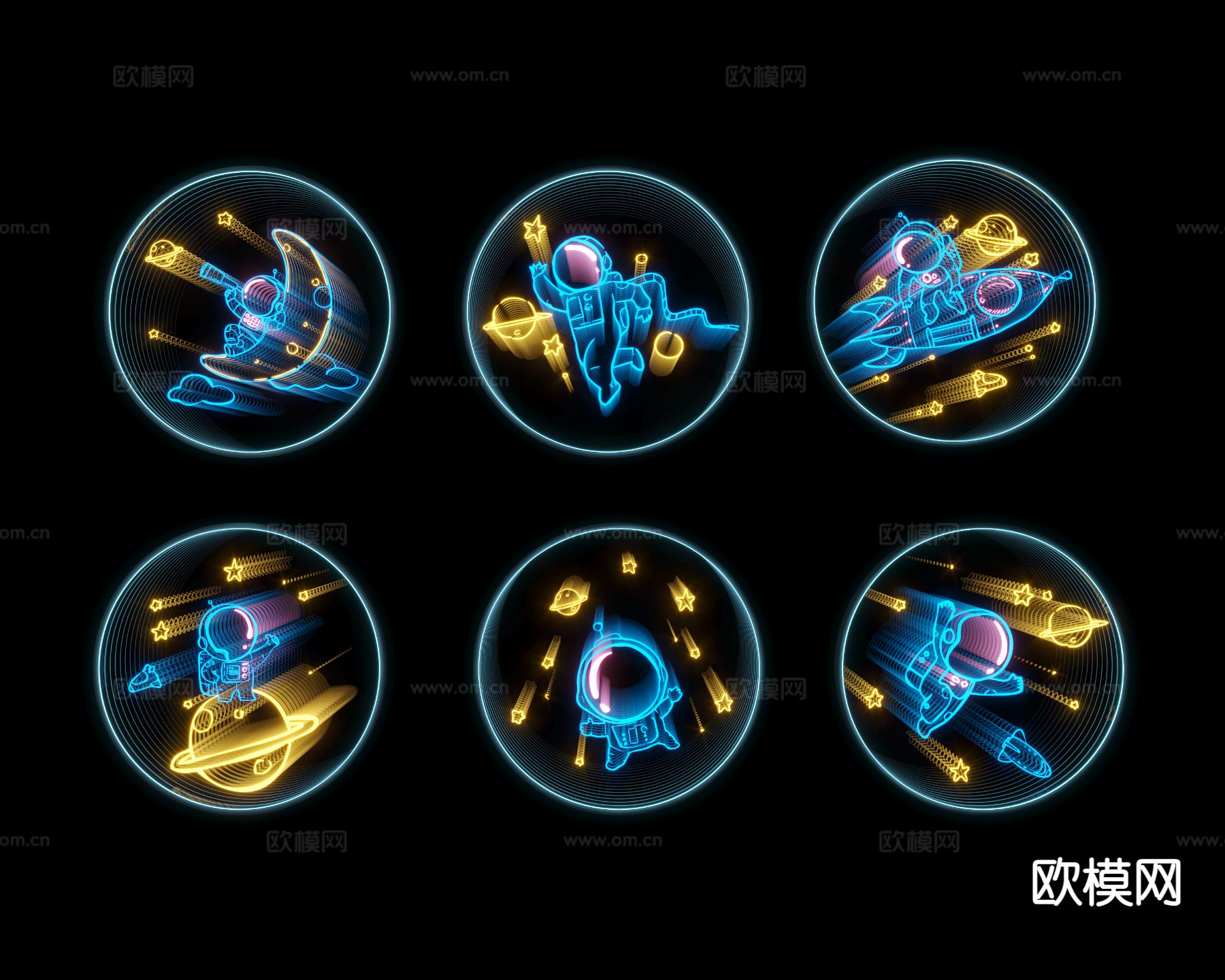 现代网红深渊镜 霓虹灯 装饰灯3d模型下载