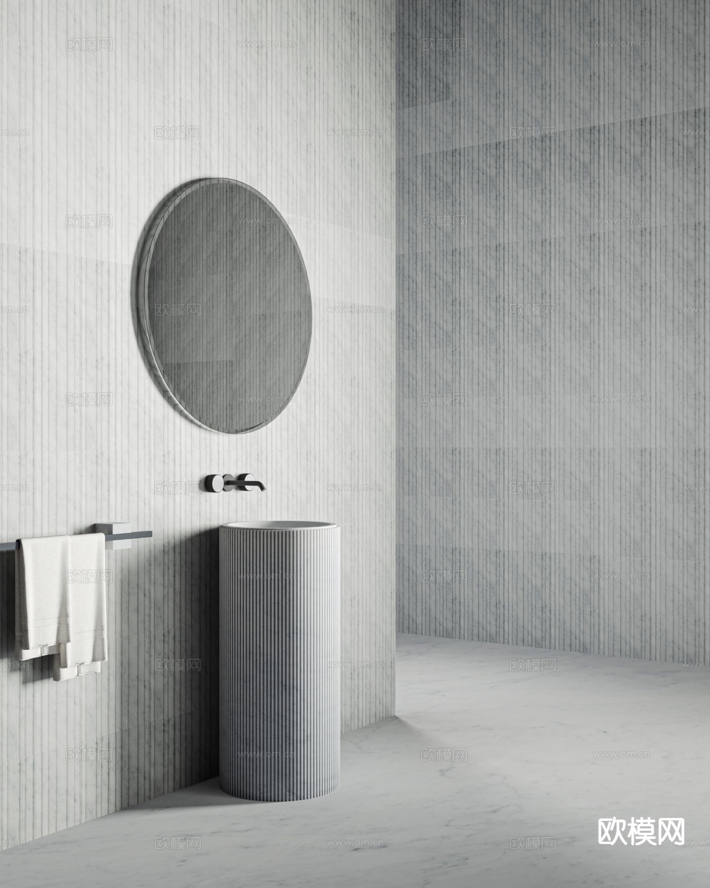 立式台盆 立柱洗手台3d模型下载