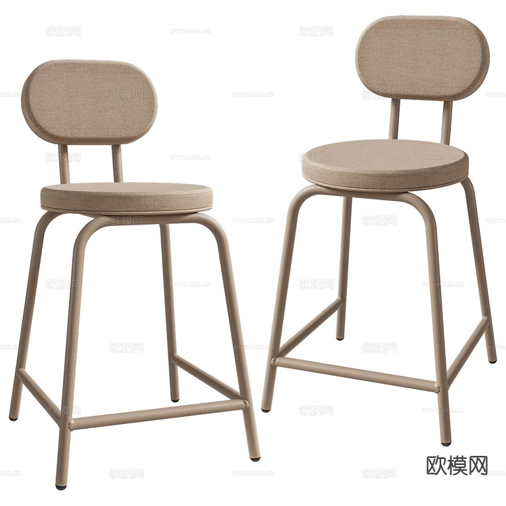 TRU 现代吧凳 布艺吧椅3d模型下载