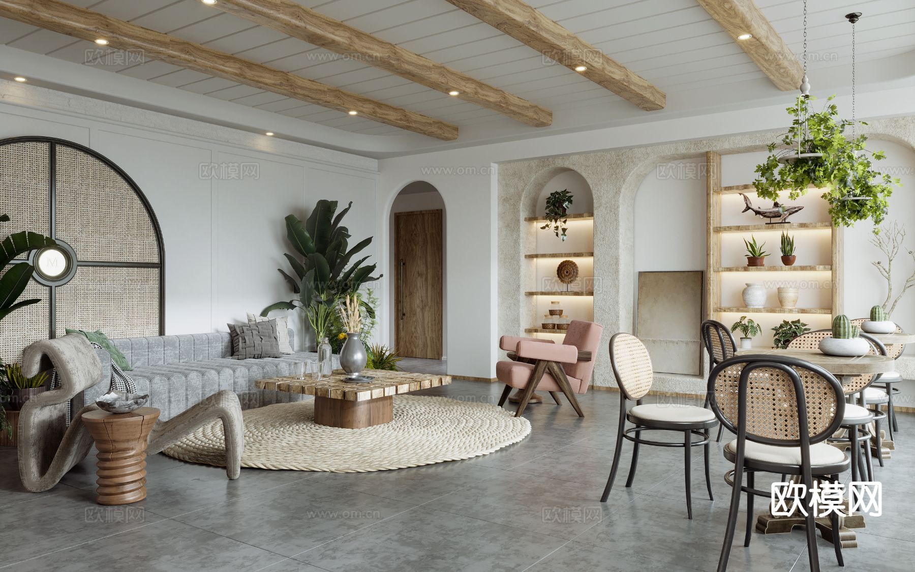 侘寂美容院接待区3d模型下载