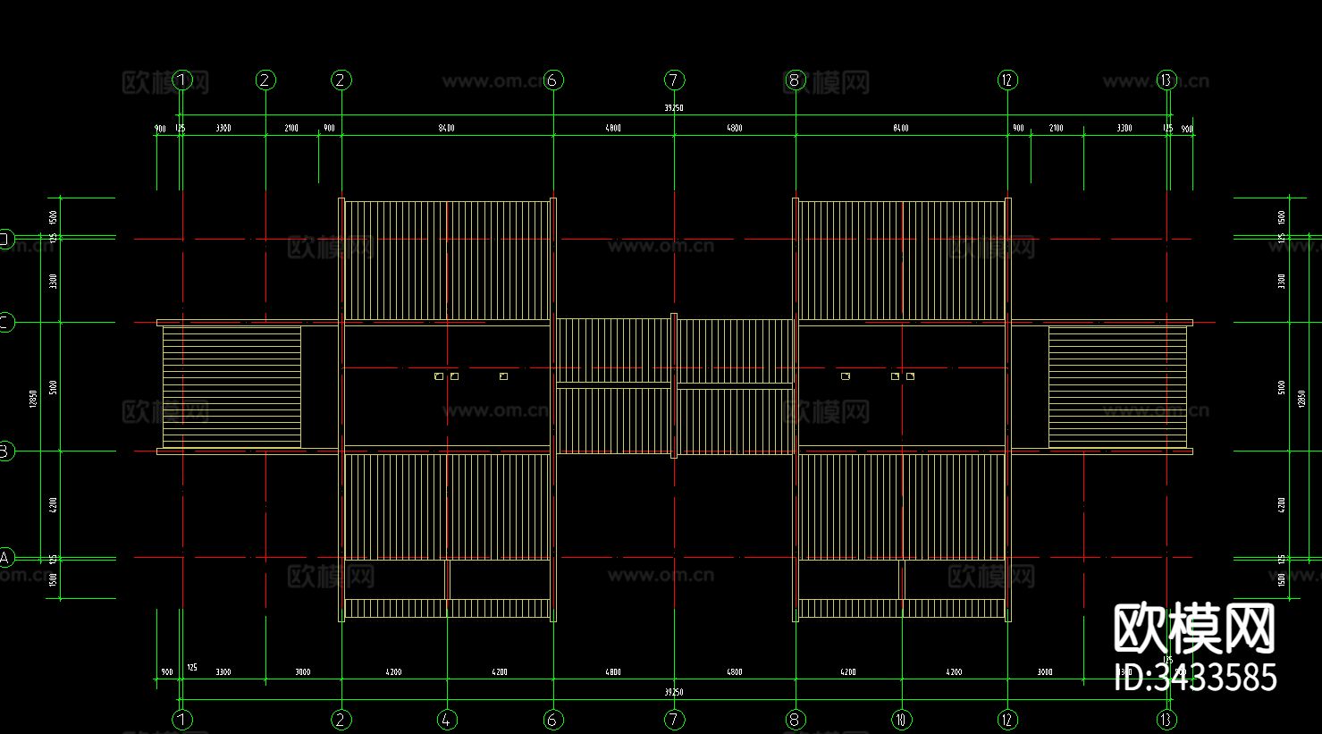 小区规划图结构图CAD平面图下载（渲染图3）