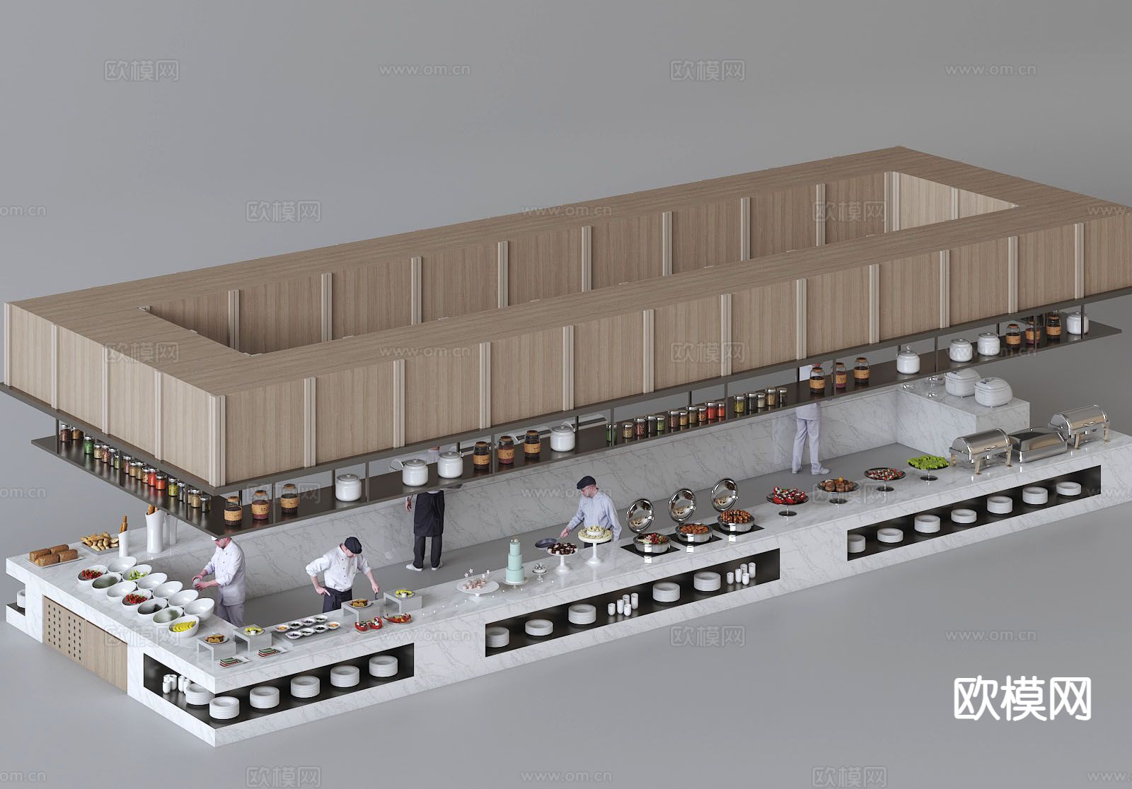 现代自助餐台 备餐台3d模型下载