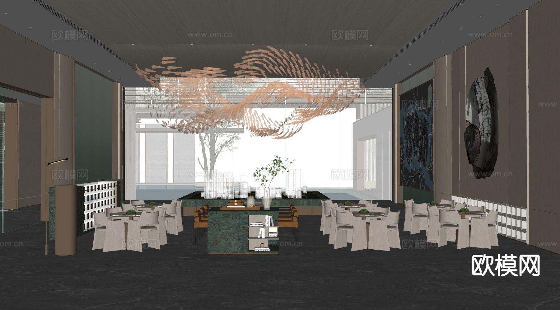 售楼处水吧 咖啡区 洽谈区su模型下载（渲染图1）
