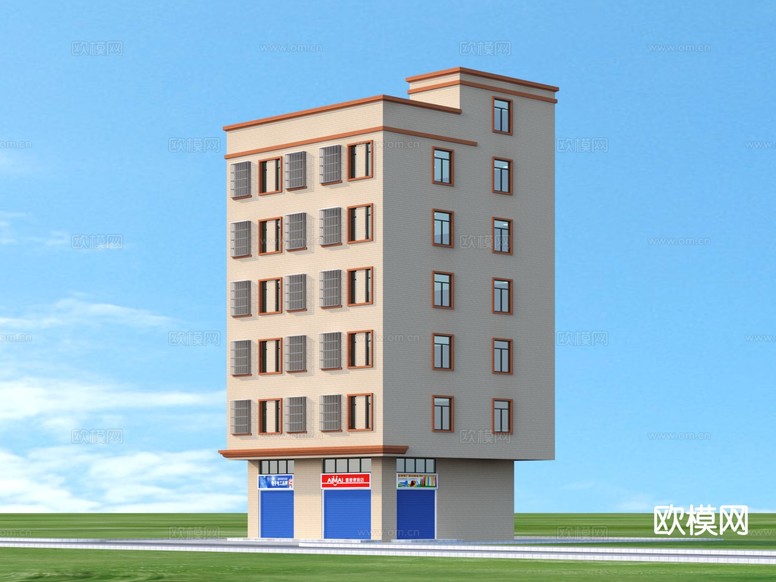 住宅楼外观3d模型下载(渲染图1)