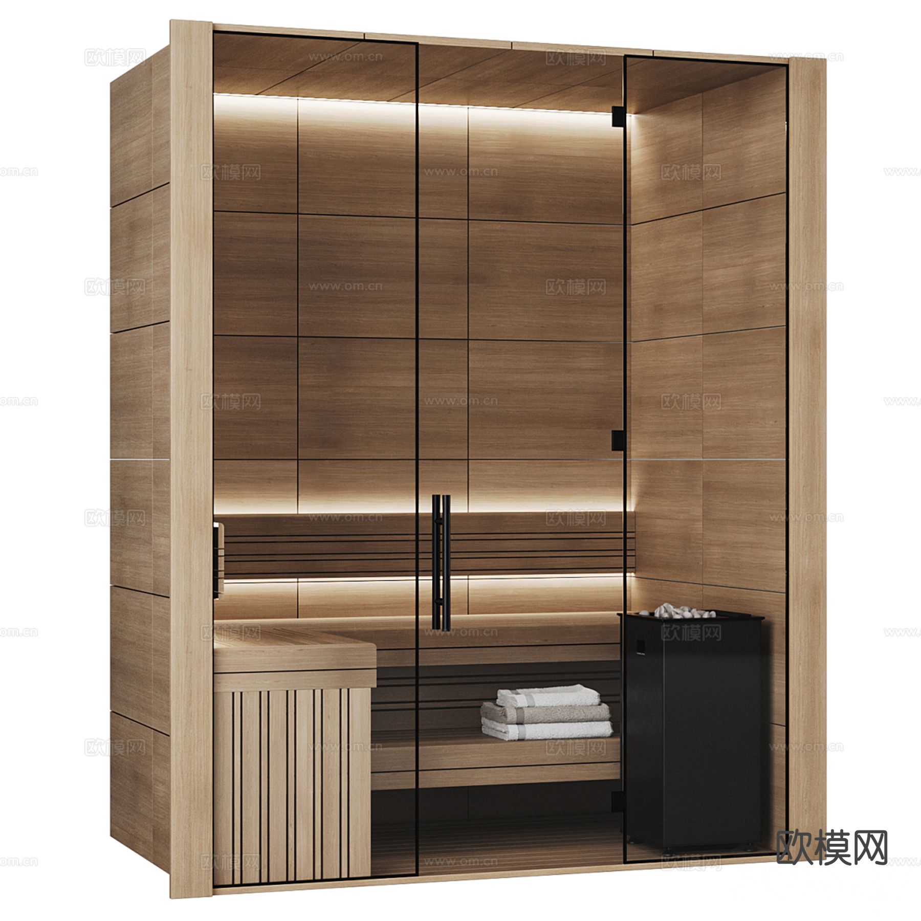 现代汗蒸房 桑拿房3d模型下载（渲染图1）