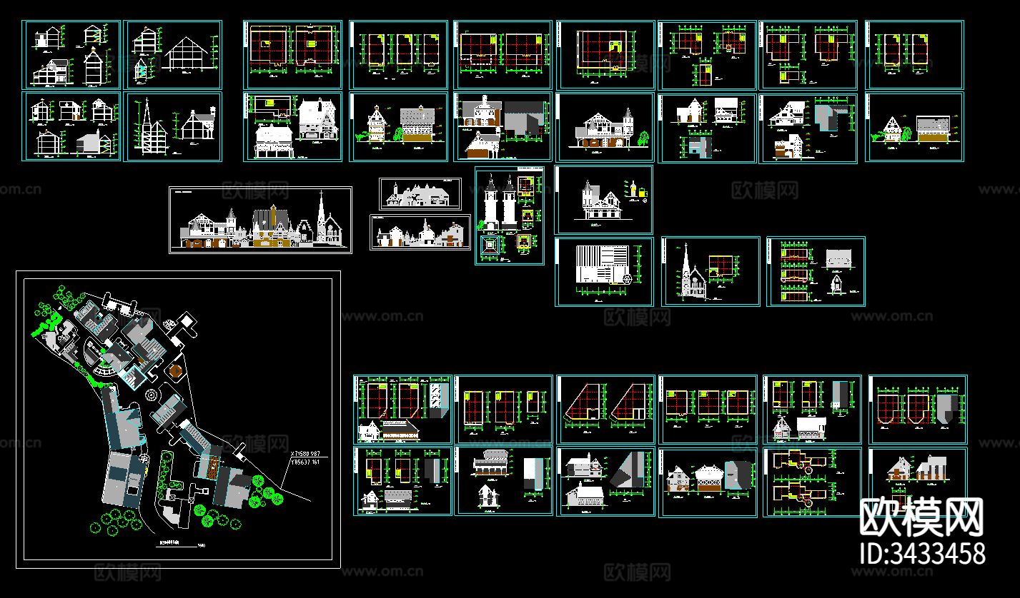 欧式别墅小镇CAD施工图下载（渲染图5）