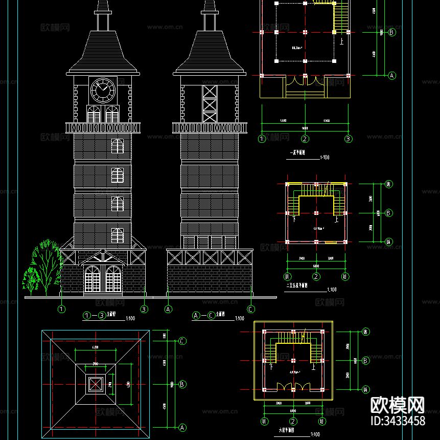 欧式别墅小镇CAD施工图下载（渲染图2）