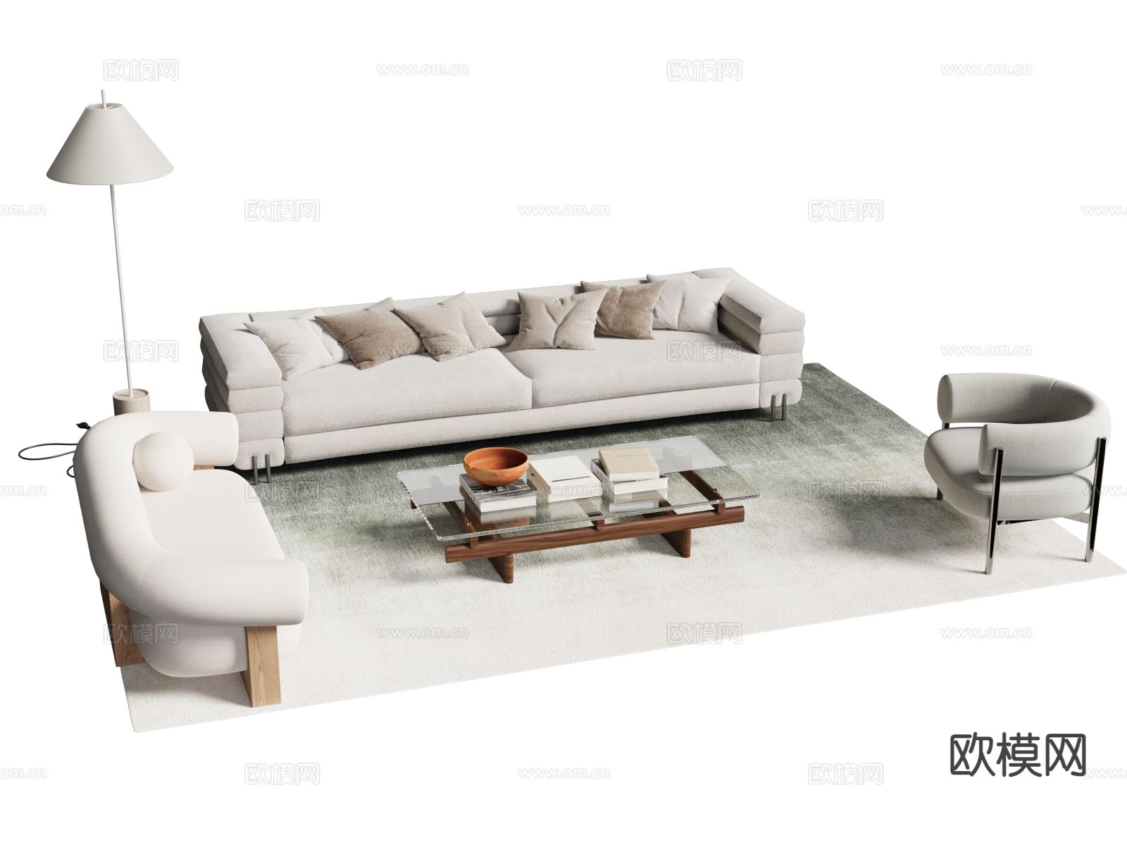 意式组合沙发3d模型下载