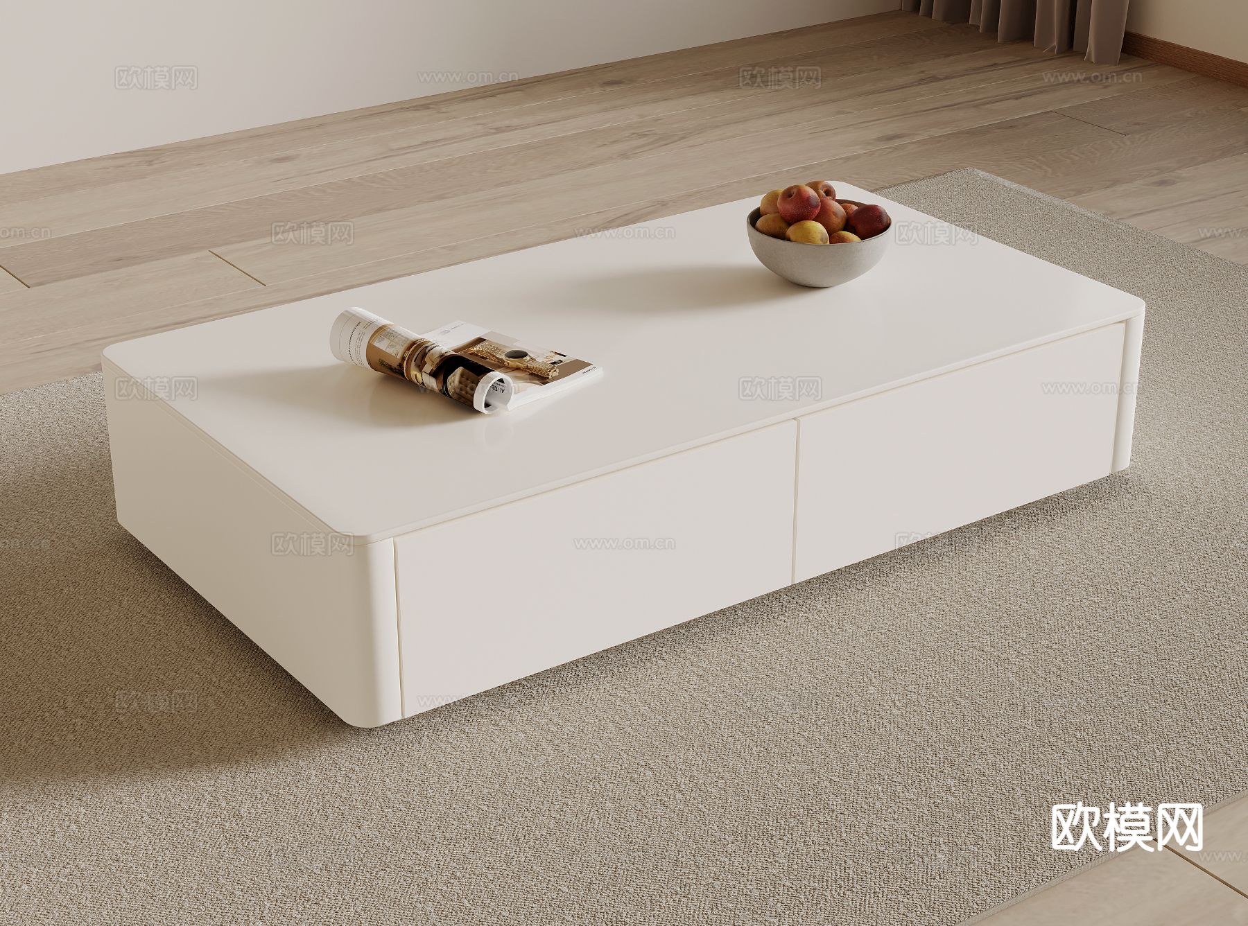 奶油风茶几3d模型下载