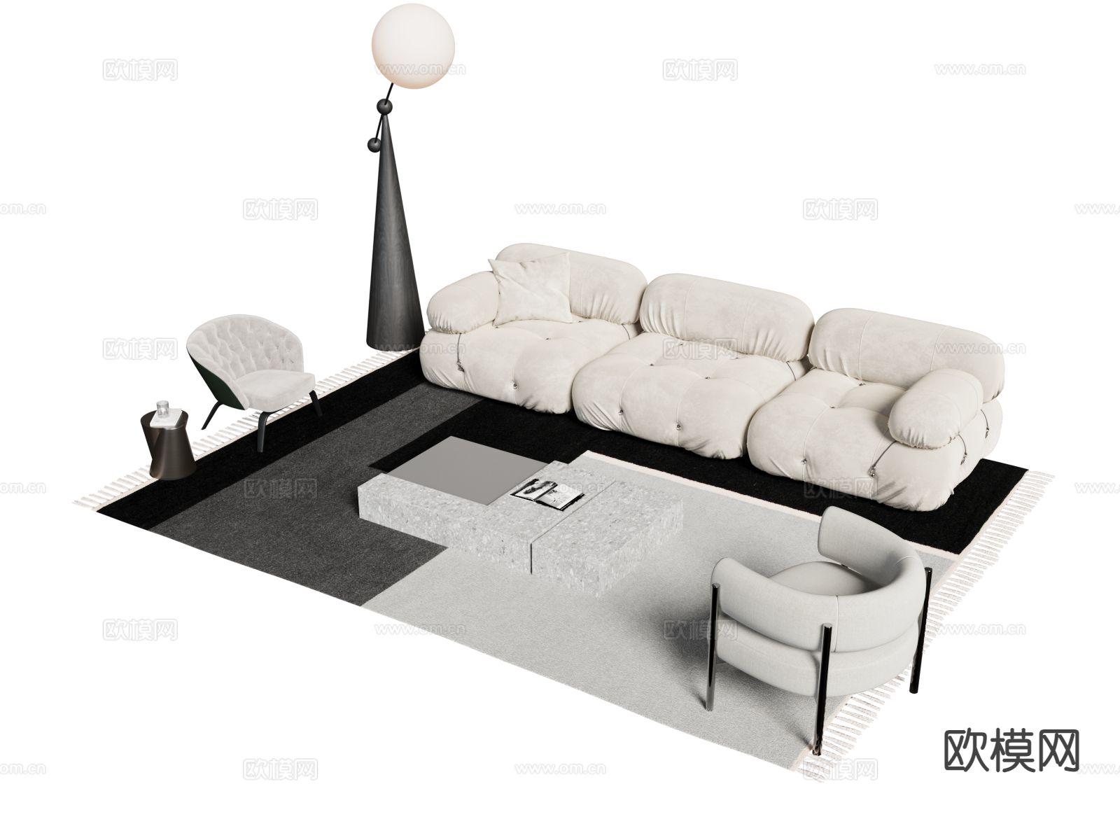 意式组合沙发3d模型下载