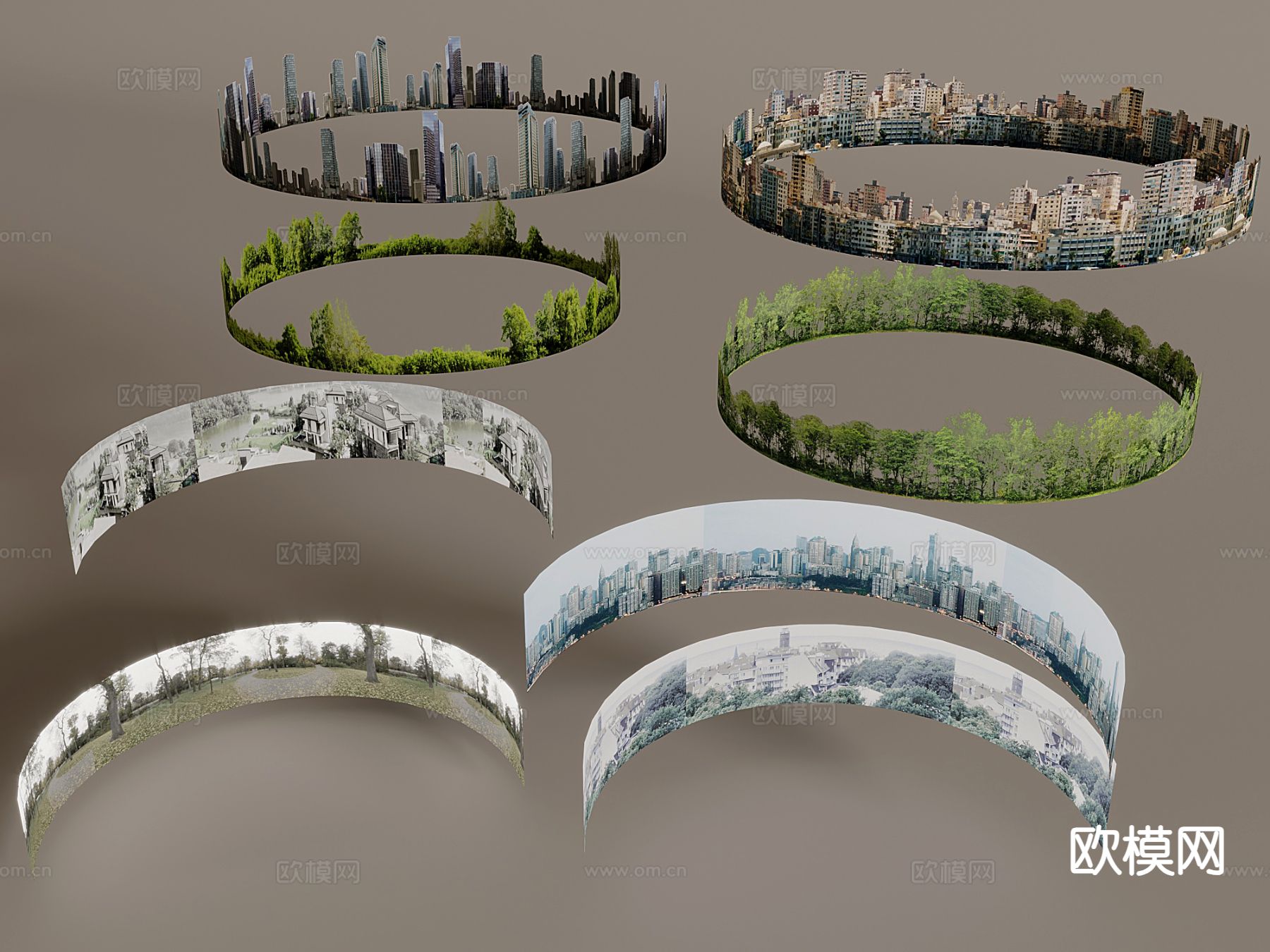 建筑背景 环绕景观背景3d模型下载