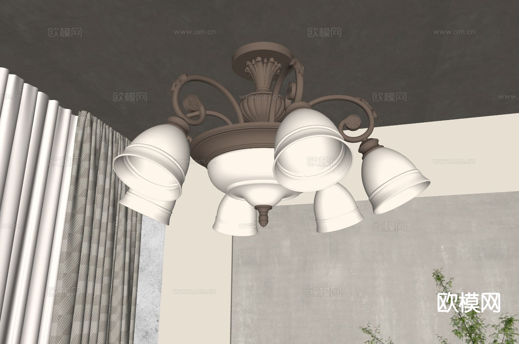 美式吊灯su模型下载（渲染图1）