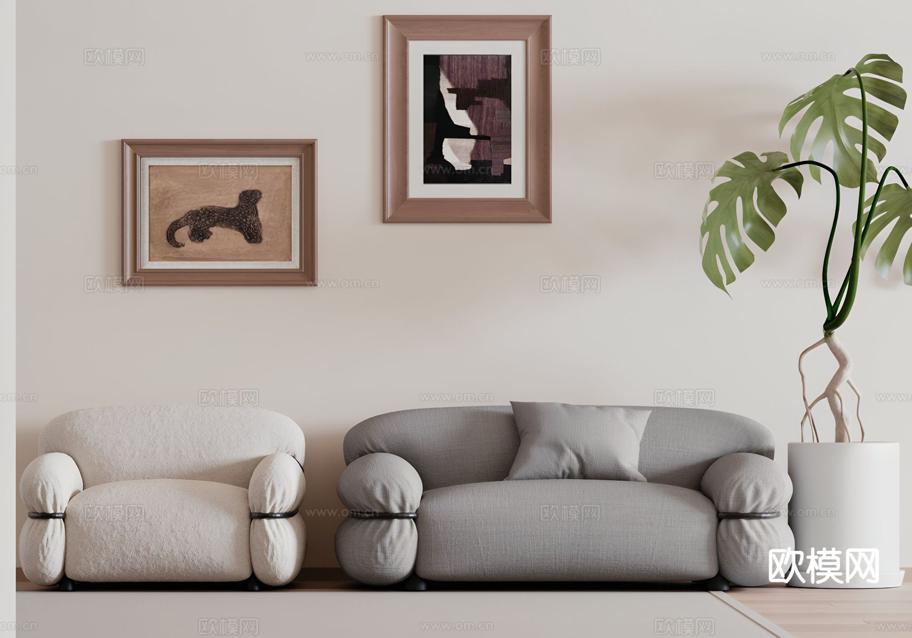 中古风休闲沙发3d模型下载