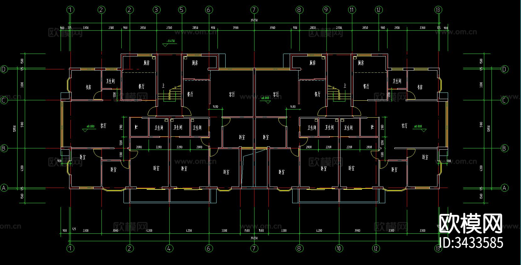 小区规划图结构图CAD平面图下载（渲染图1）
