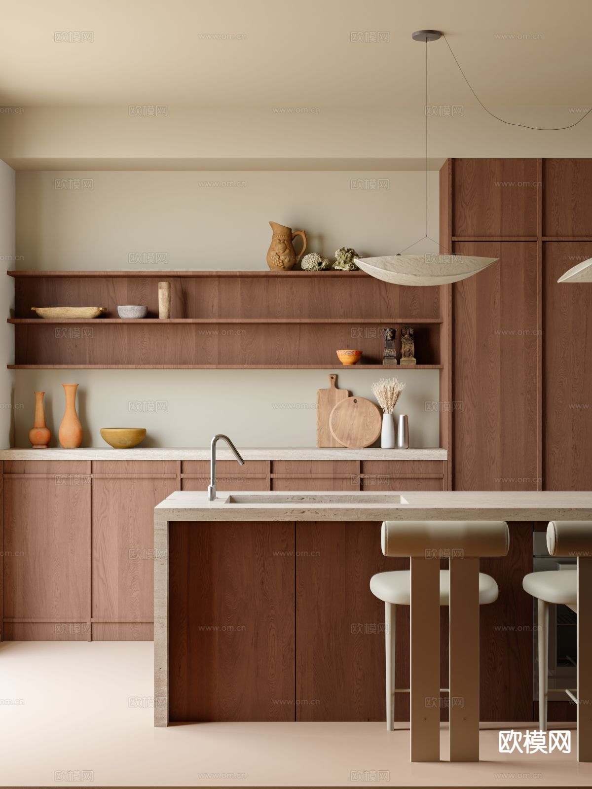 开放式厨房 中岛吧台3d模型下载