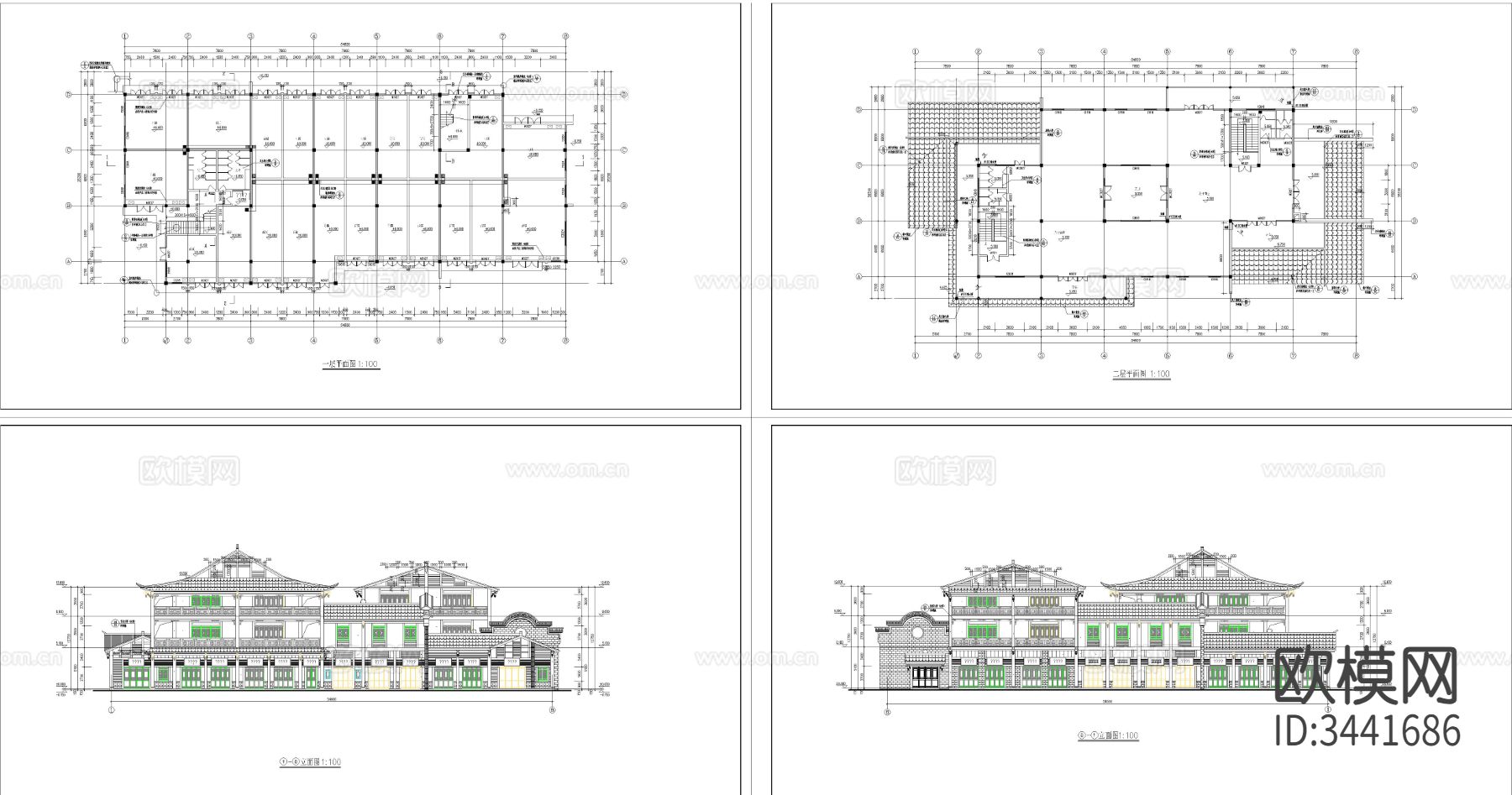 仿古商业街CAD施工图下载（渲染图2）