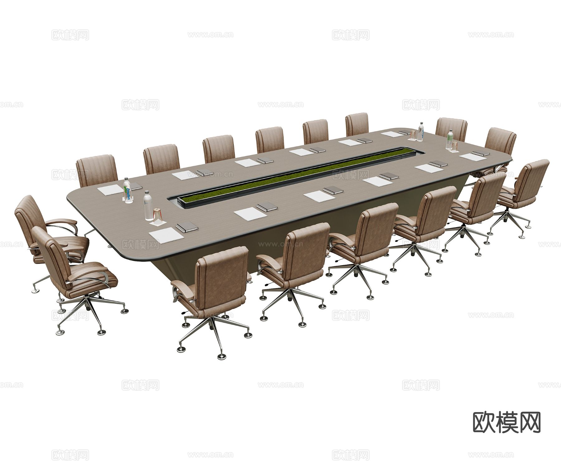 现代会议桌椅su模型下载（渲染图2）