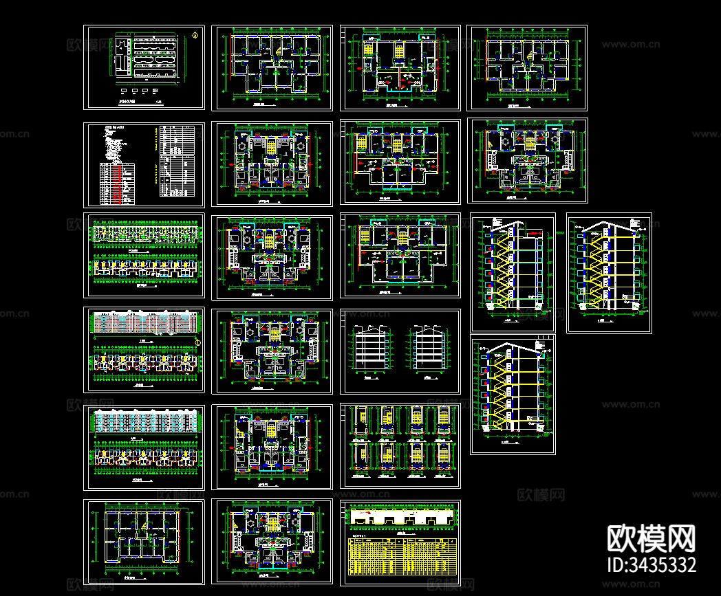 多层住宅CAD施工图下载（渲染图1）