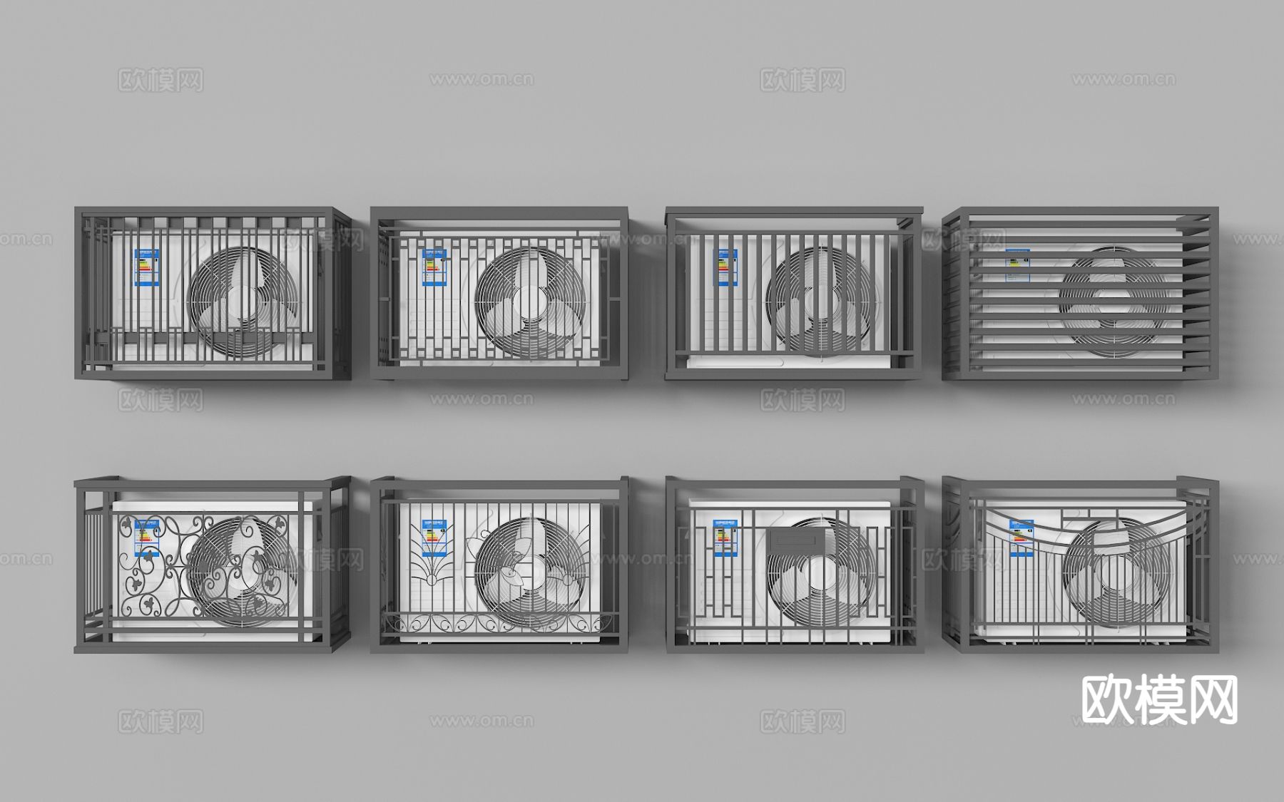 空调外机 空调位护栏3d模型下载