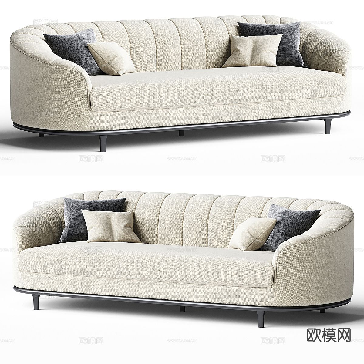 现代双人沙发su模型下载（渲染图2）