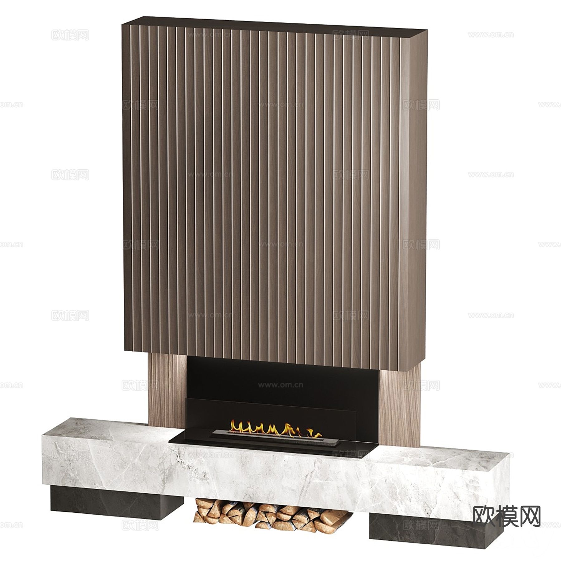 轻奢风壁炉3d模型下载（渲染图2）