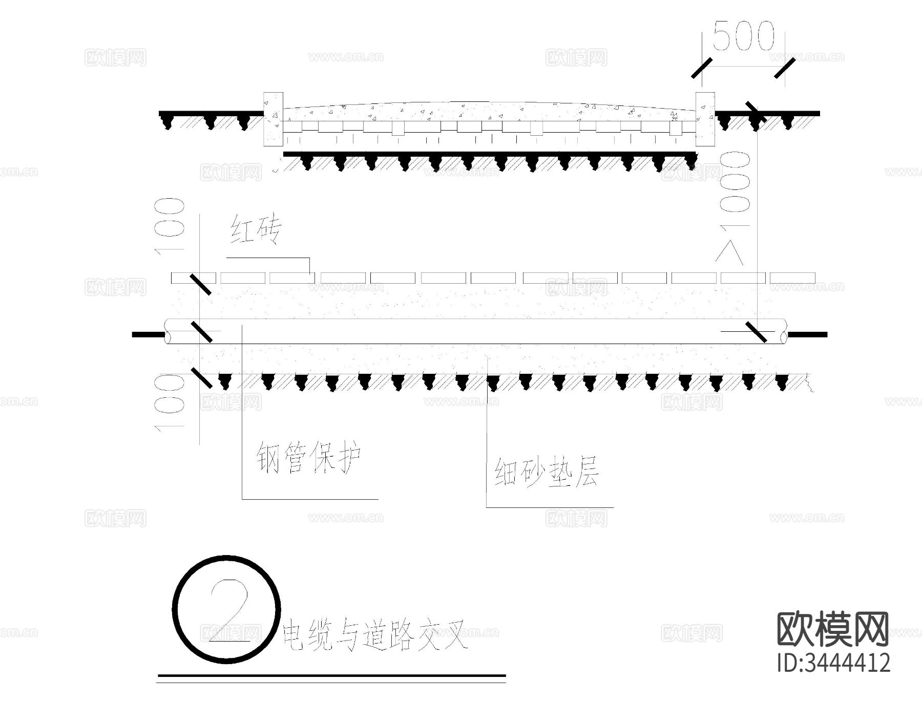 电缆敷设cad大样图下载（渲染图4）