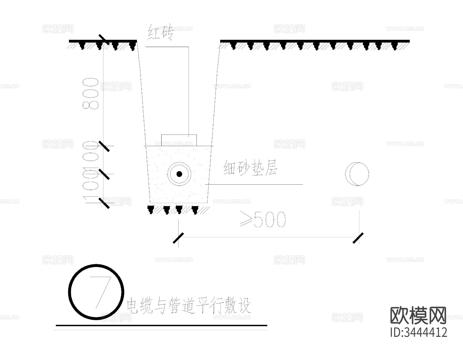电缆敷设cad大样图下载（渲染图7）