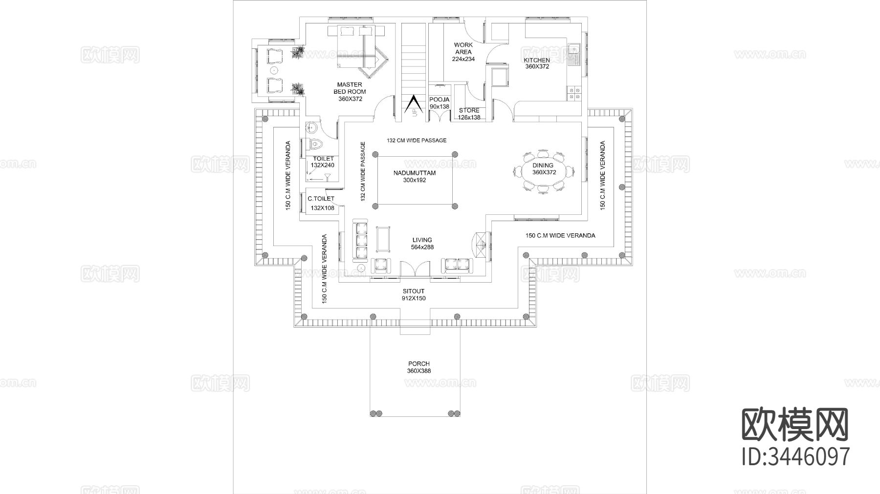 豪华别墅Dwg项目cad大样图下载（渲染图1）