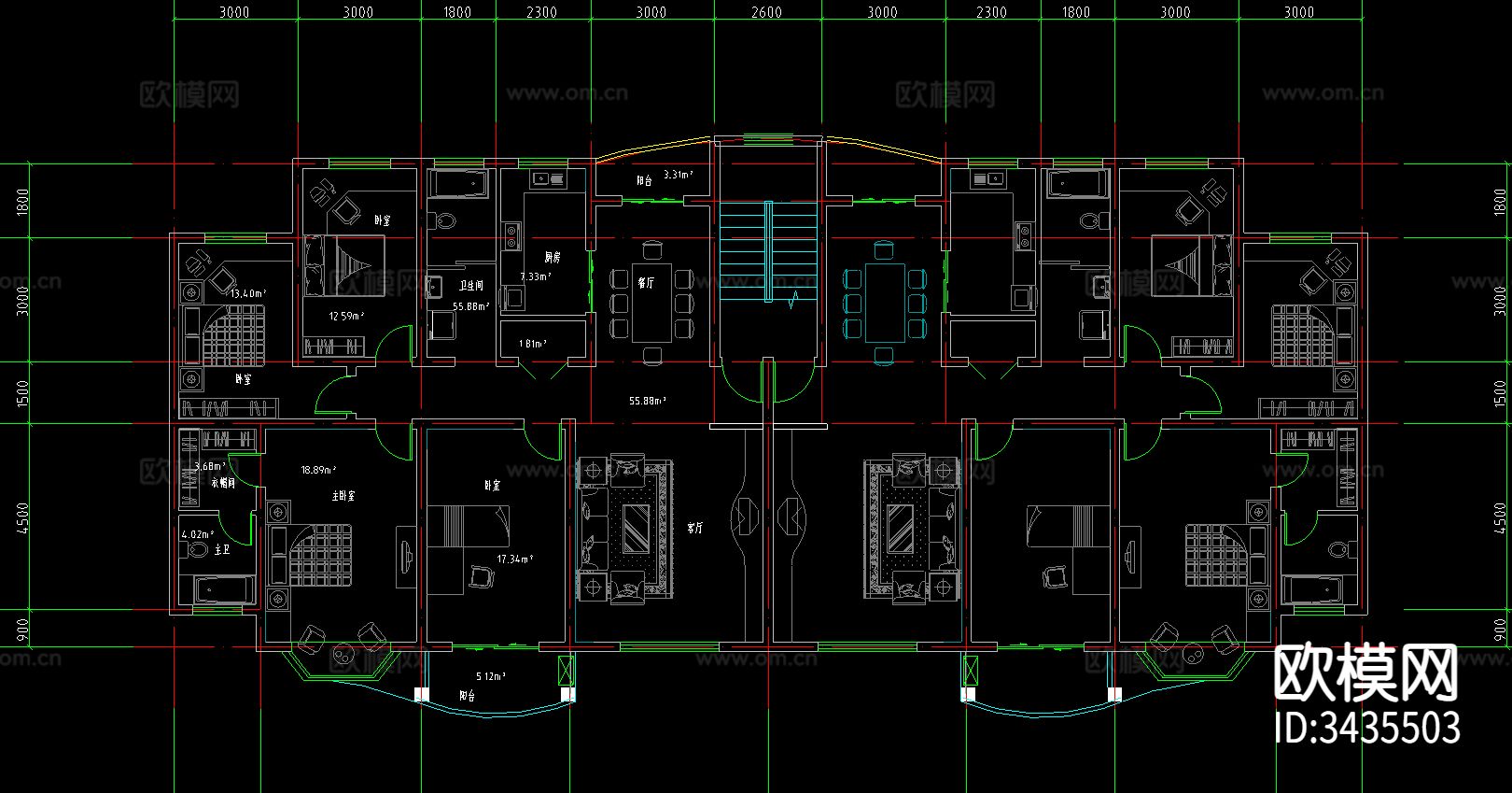 小区住宅CAD施工图下载（渲染图4）