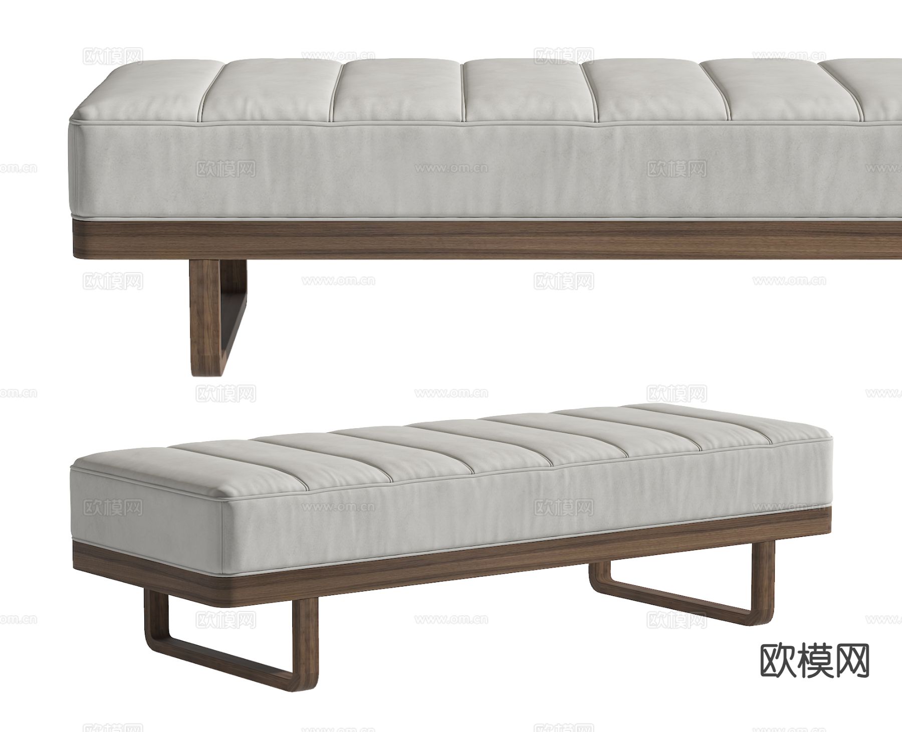 现代床尾凳su模型下载（渲染图2）