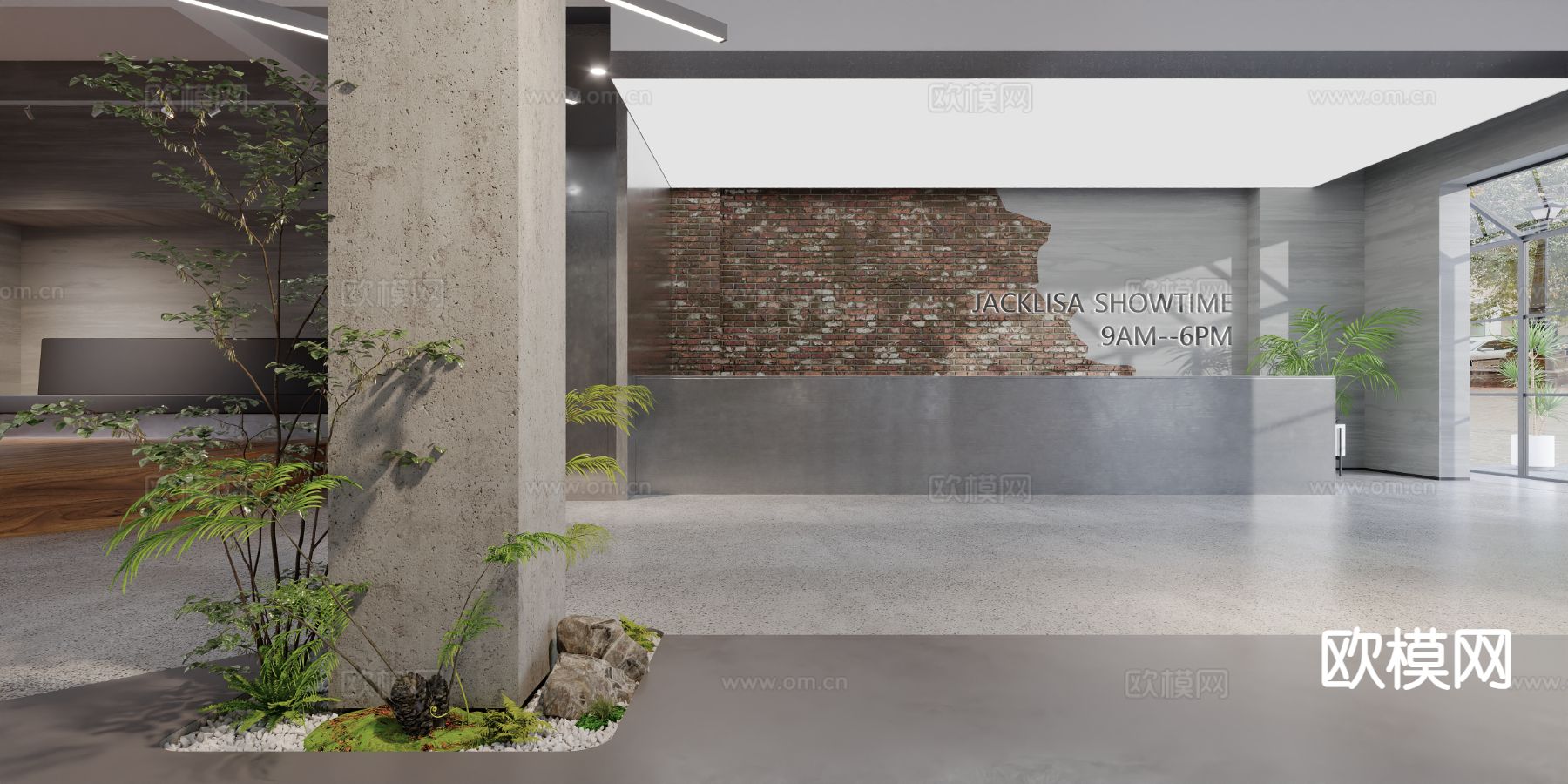 工业风前台 接待台 服务台3d模型下载（渲染图2）