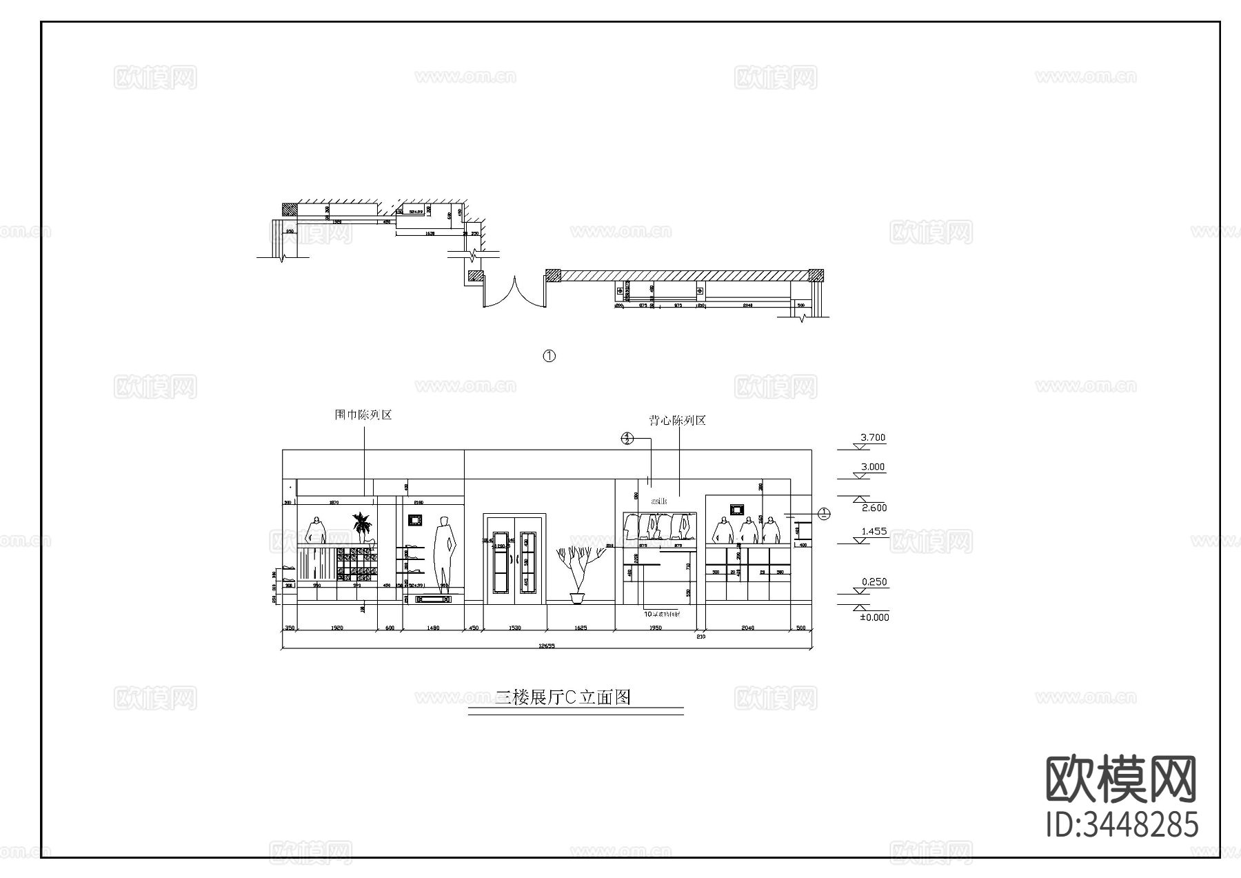 一套展示厅室内设计装修图cad施工图下载（渲染图8）
