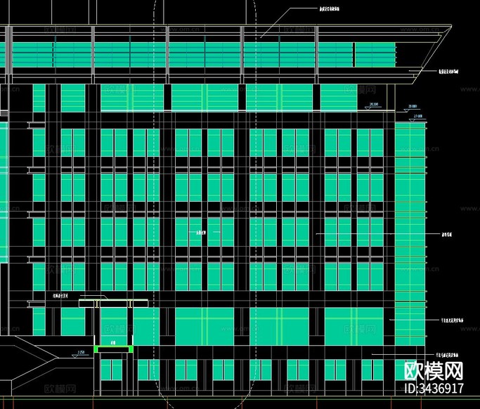 大學(xué)建筑CAD施工圖下載(渲染圖3)