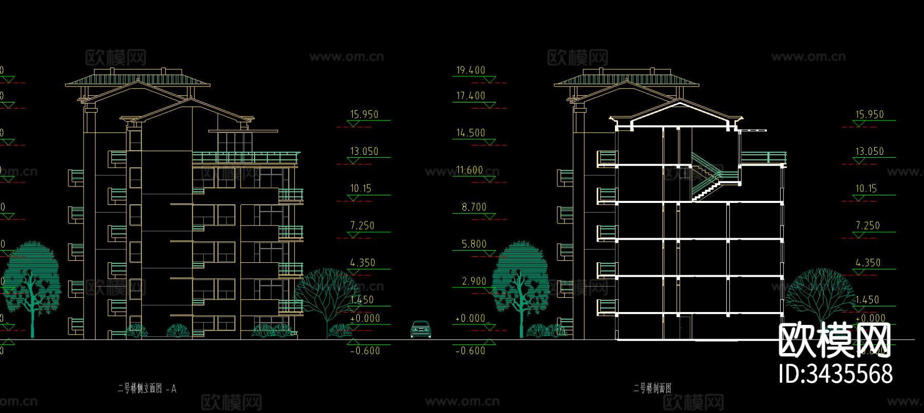 多层住宅CAD施工图下载（渲染图1）