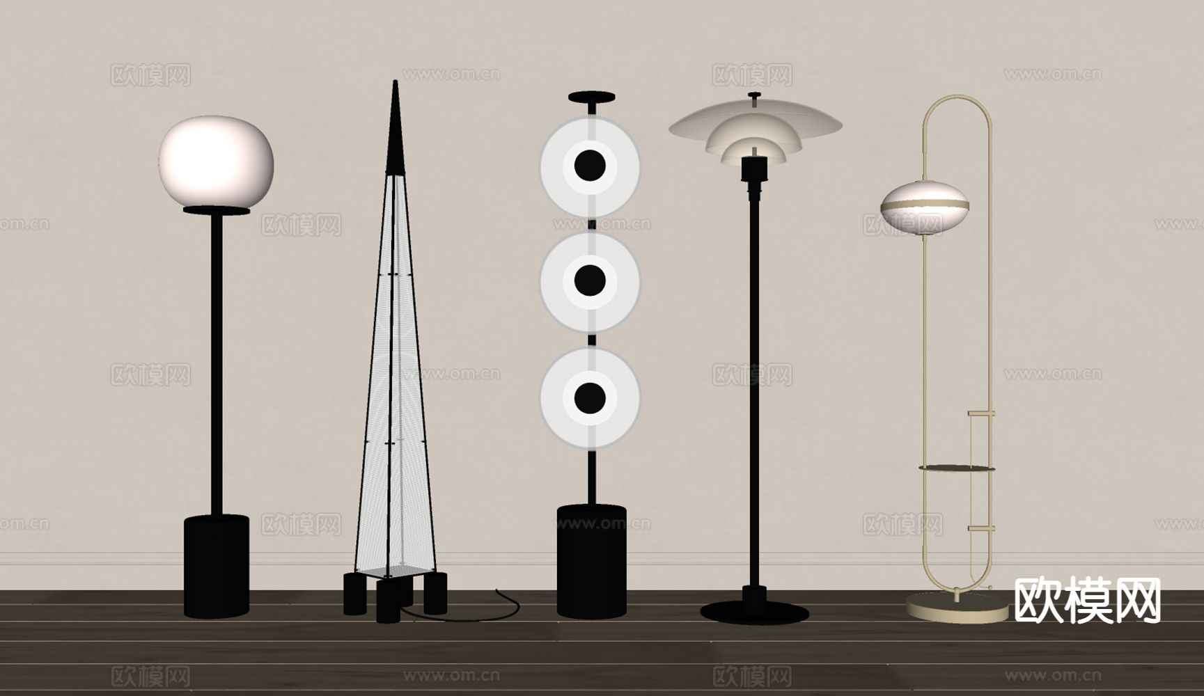 现代落地灯su模型下载（渲染图1）