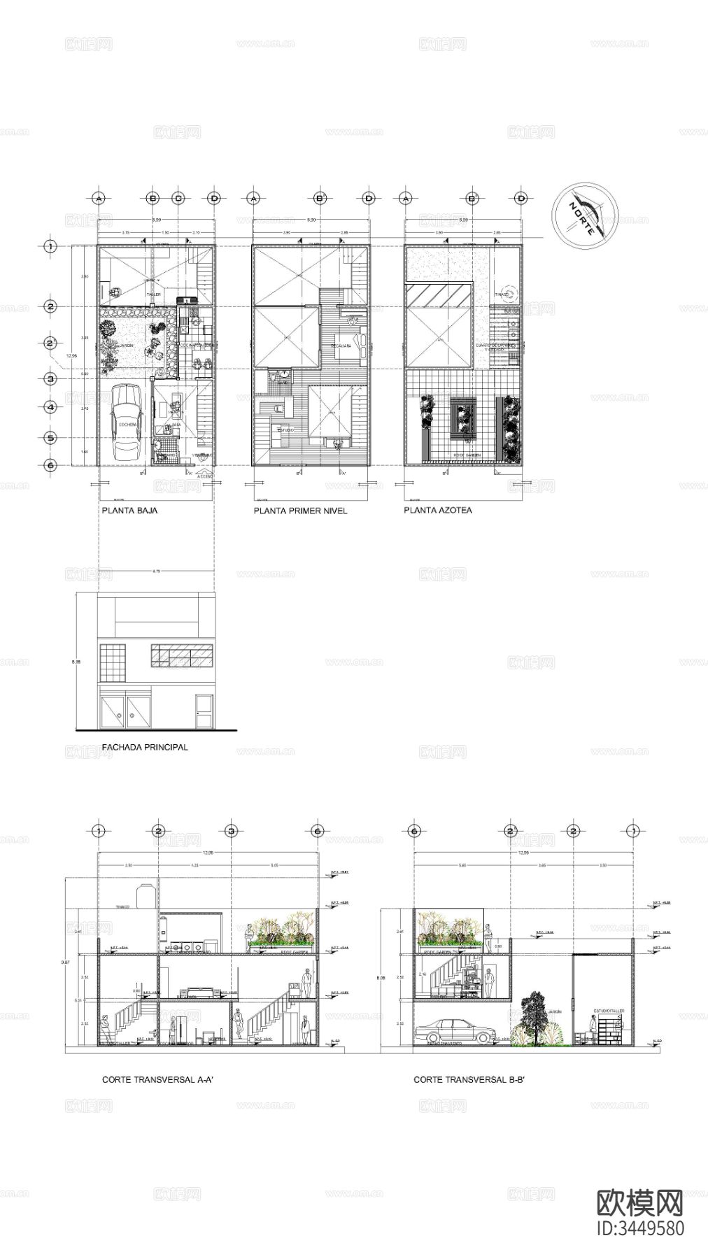 美国房屋Loft-模型cad施工图下载