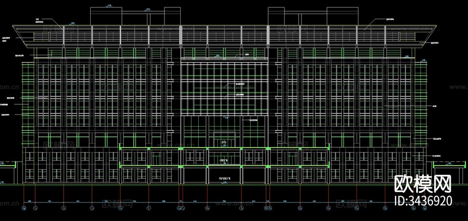 大學(xué)建筑CAD施工圖下載(渲染圖2)