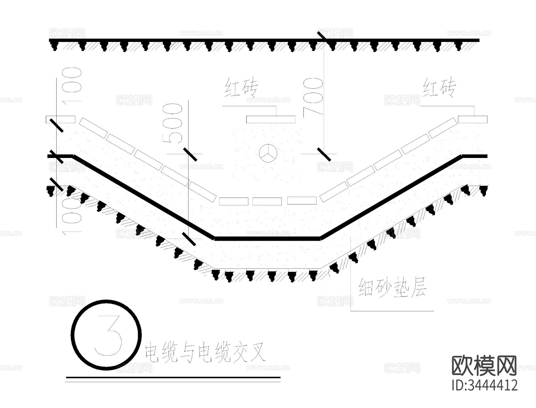 电缆敷设cad大样图下载（渲染图1）