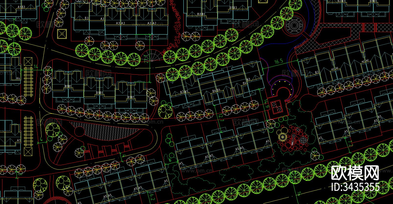 高档住宅CAD平面图下载（渲染图6）
