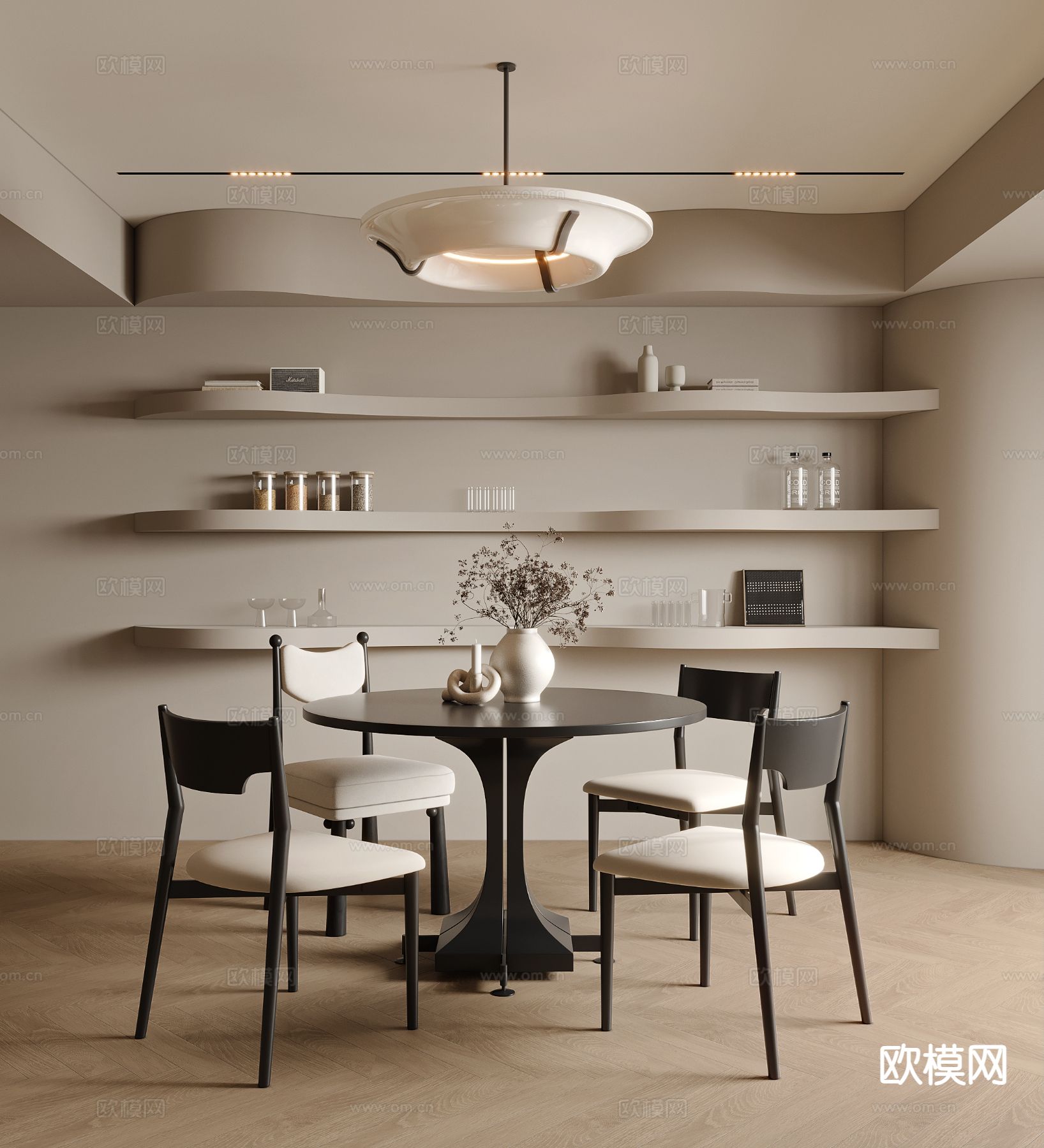 法式餐桌椅 圆餐桌3d模型下载