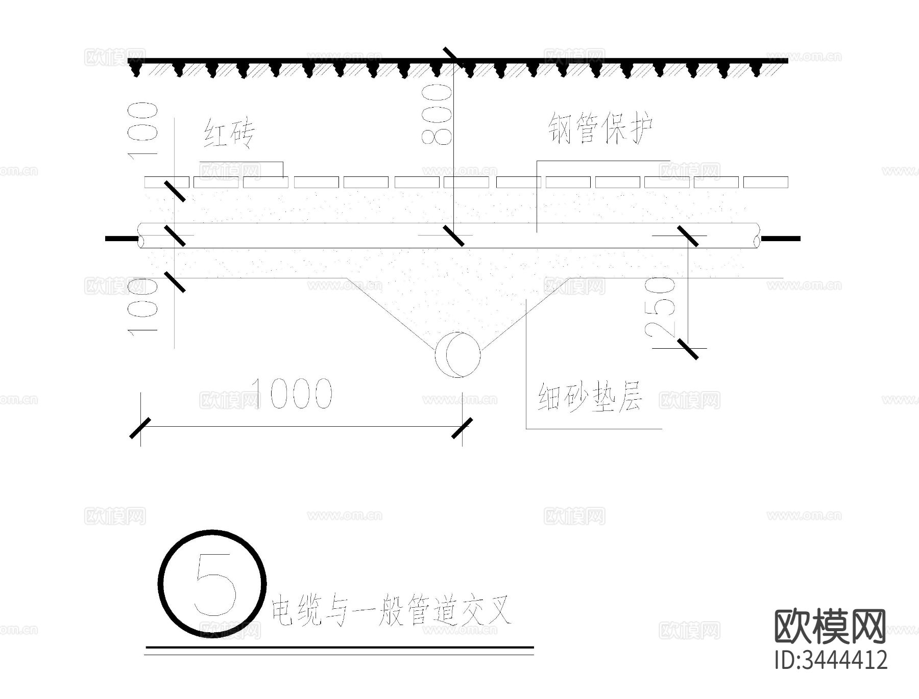 电缆敷设cad大样图下载（渲染图5）