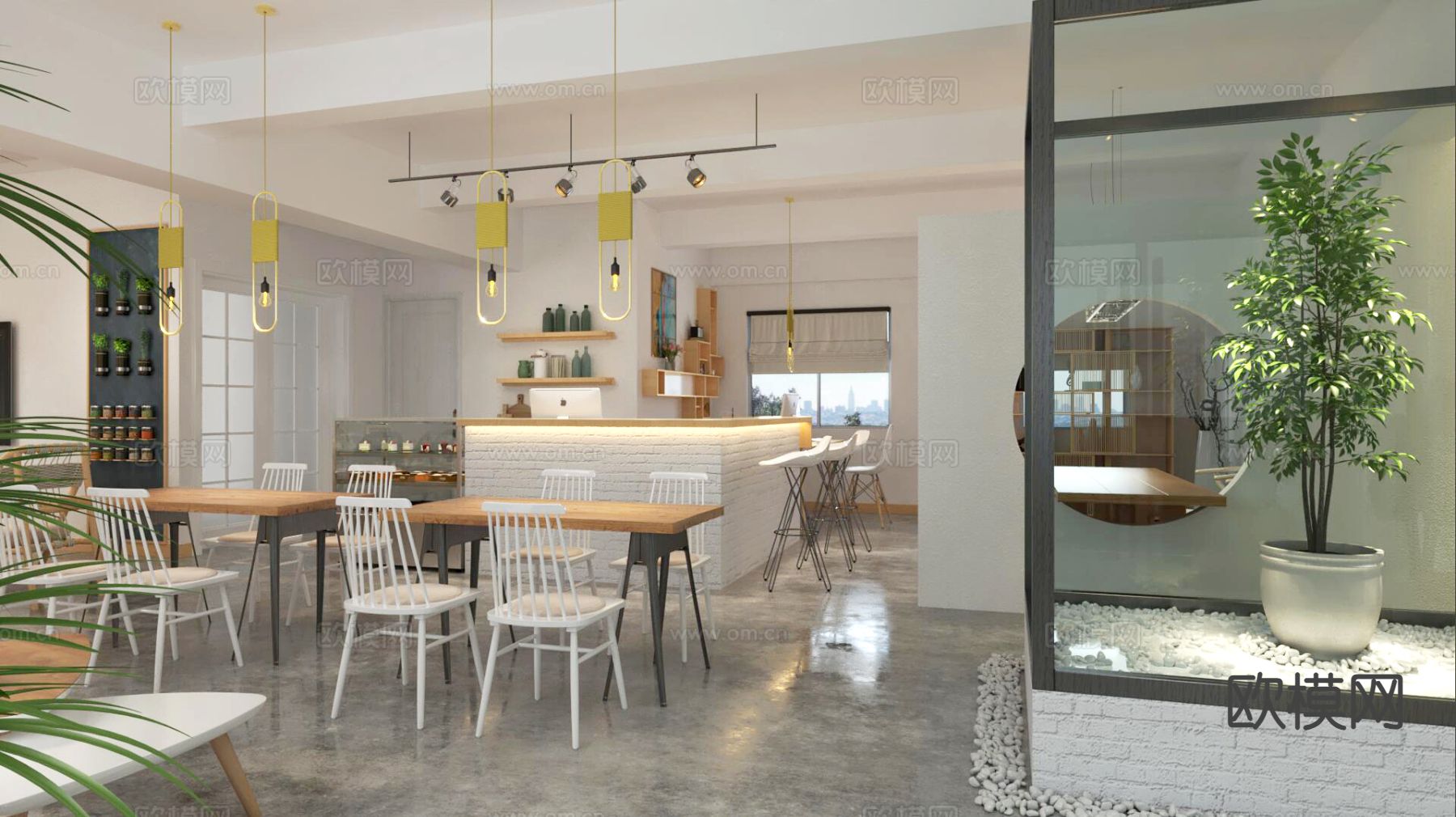 北欧奶茶店 甜品店3d模型下载（渲染图1）