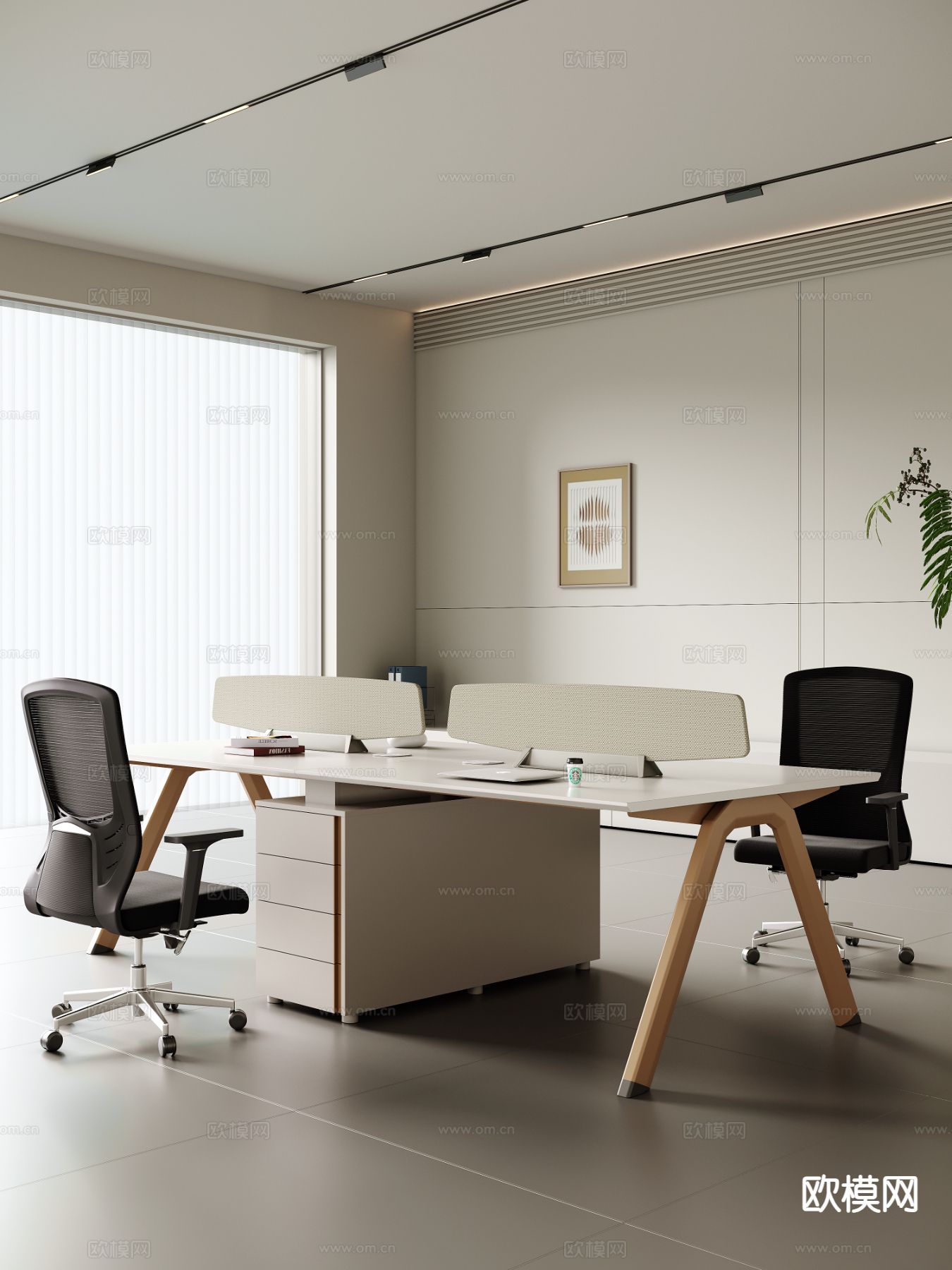 卡位办公桌 工位 岗位3d模型下载