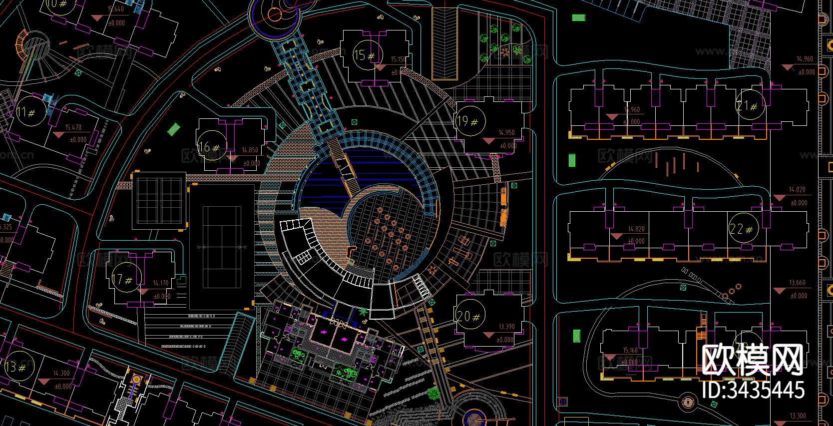 某小区CAD施工图下载（渲染图1）