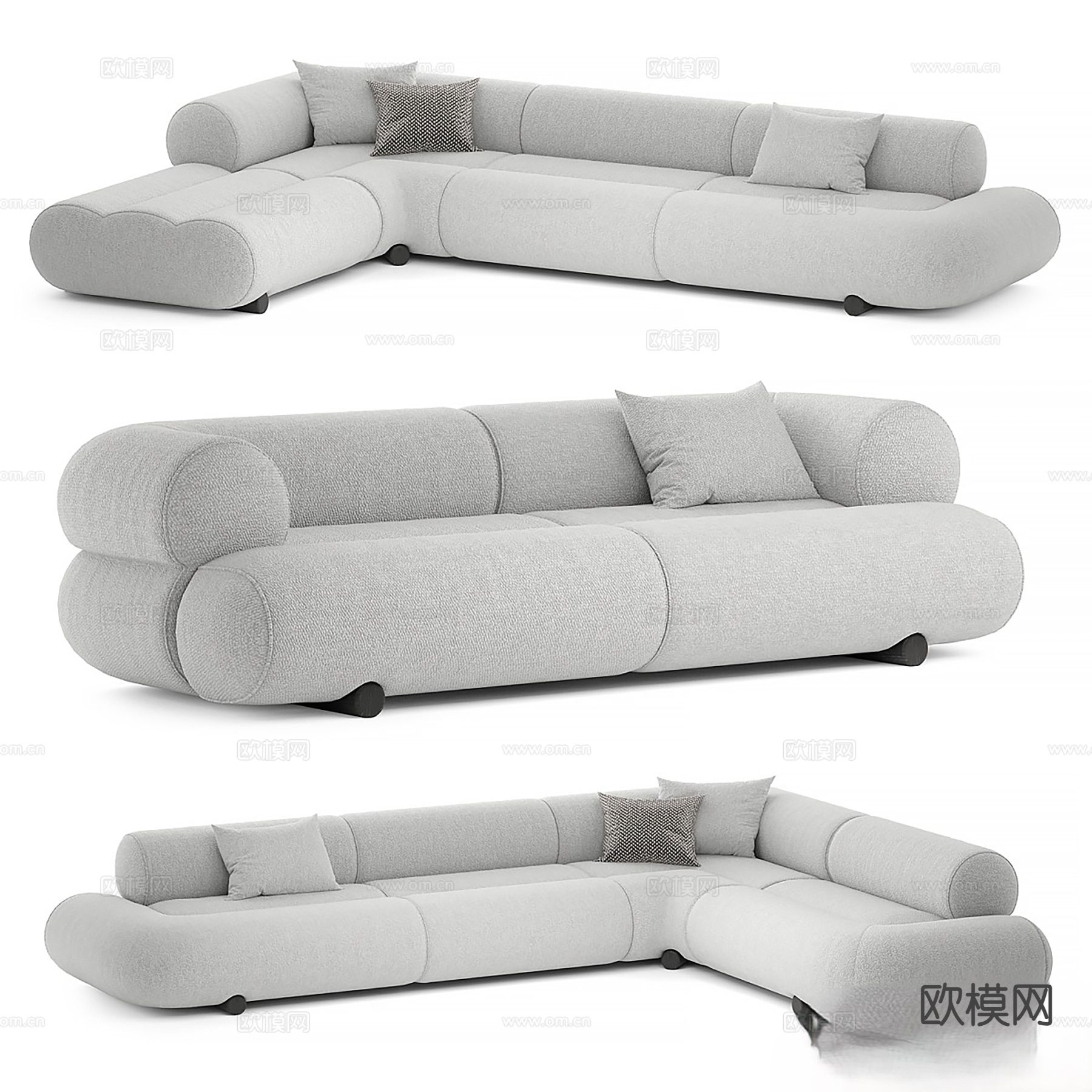 bilya双人沙发 转角沙发3d模型下载（渲染图1）
